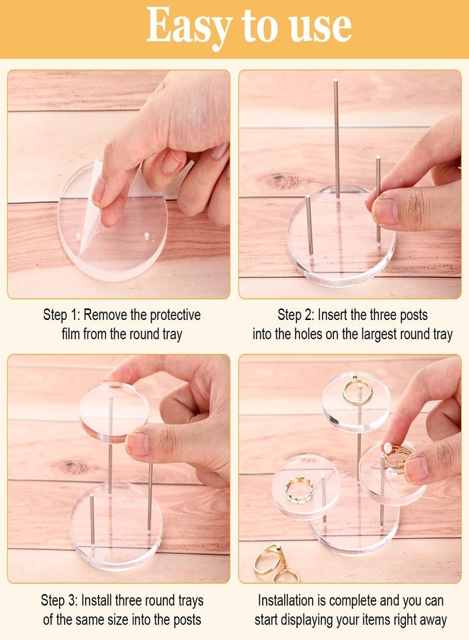 BrightRow 8 Pack Round Acrylic Display Riser Stands for Small Items 3 Tier Jewelry Display Stands Clear Round Riser for Small Items Crystal Jewelry Rings Earrings Mini Figurines - Image 4